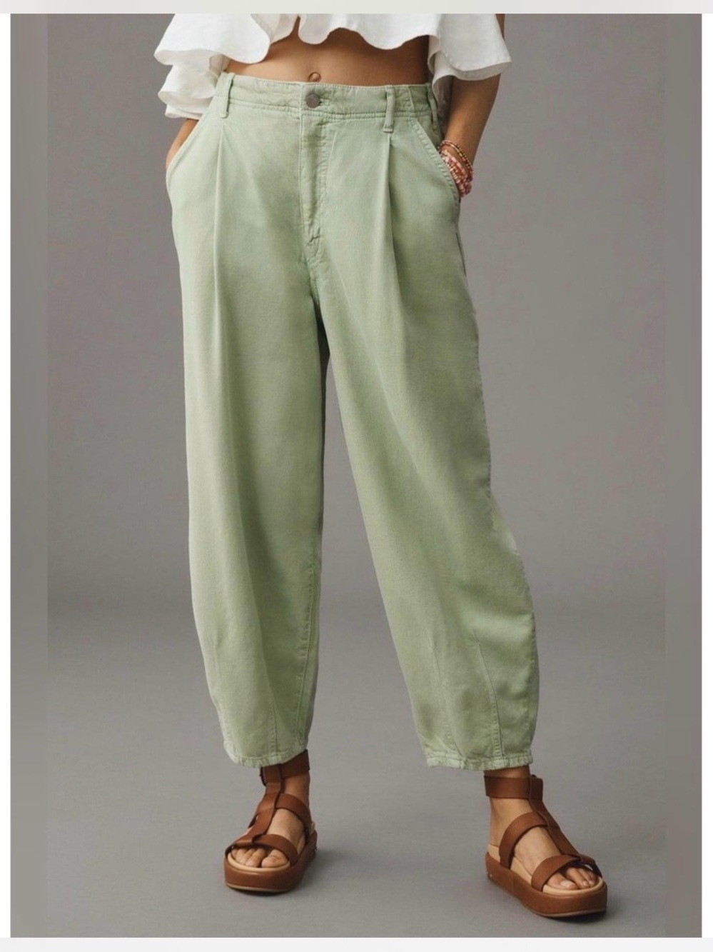 NWOT Pilcro Relaxed High-Rise Wide-Leg Pants in Sage Green